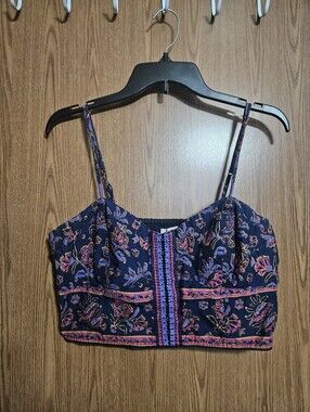 American Eagle Top Bralette Crop Y2K Corset Women Large Blue Pink Festival Boho